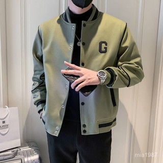 【優選好物】秋冬新款綠色外套男春秋季痞帥高階感男款ins棒球服潮牌夾剋上衣 RGCJ