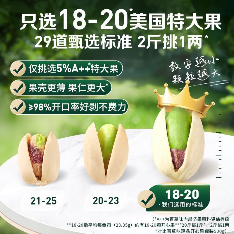 自然開殼 開心果百草味大颗粒开心果500g罐装健康坚果干果原色无漂白休闲零食199g