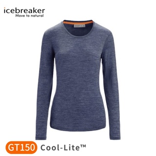 【Icebreaker 女 Sphere II Cool-Lite 圓領長袖上衣 GT150《深藍》】0A56EJ/排汗