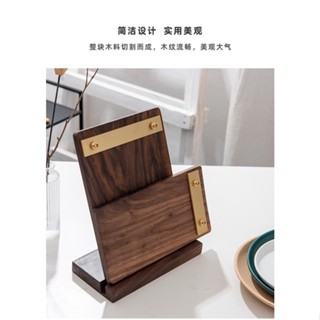 簡約選單夾板立式桌牌 實木黃銅ins風日式創意設計咖啡餐廳展示架