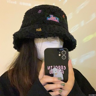 🧢限時免運 日系ins大頭圍毛絨漁夫帽女秋冬加厚保暖羊羔絨盆帽顯臉小帽子潮保暖帽 毛帽 雪帽 針織帽 大頭圍帽子