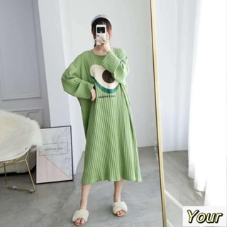 【Your】大尺碼睡裙 卡通搞怪睡衣女春秋季純棉長袖大碼睡裙秋冬200斤學生ins長款過膝
