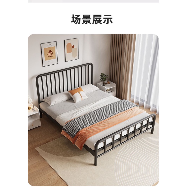 床架 床 單人床 雙人床 鐵藝床雙人床簡約現代1.8米鐵床北歐1.5出租房鐵架1.0m單人床靜音