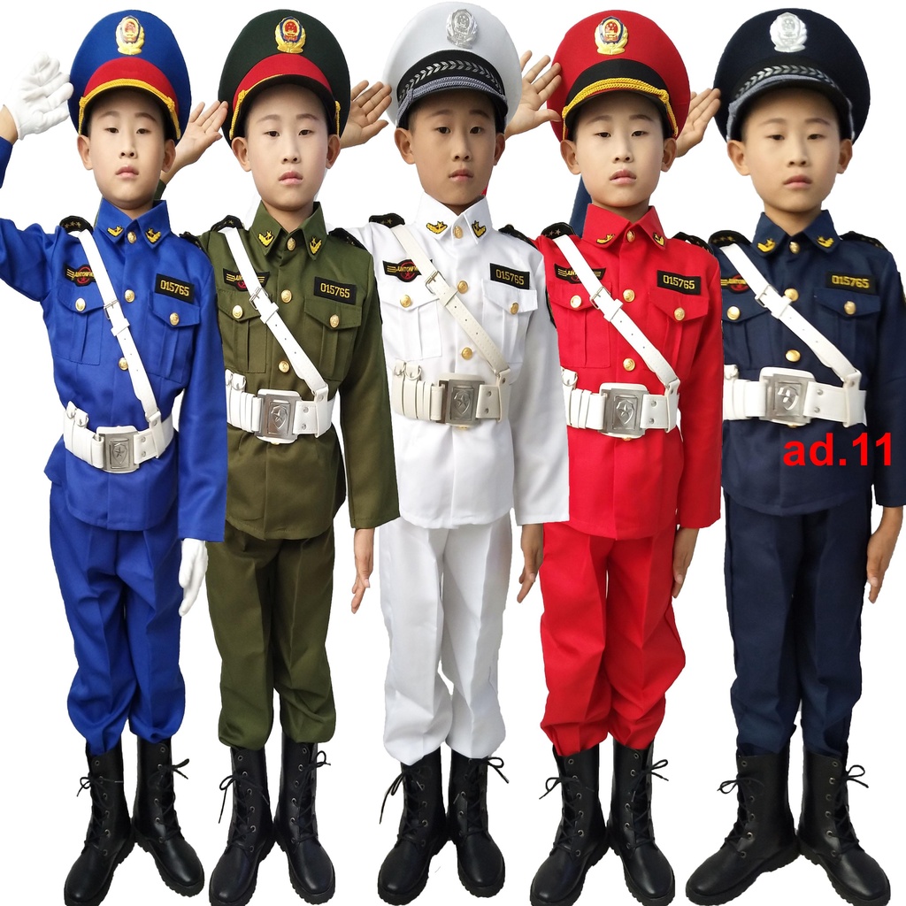 ZZ-精品兒童海軍服儀仗隊升旗手隊服軍裝小警察制服海陸空演出服鼓號套裝