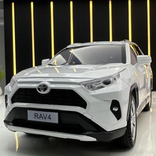 熱銷免運 Toyota模型車 1:24 豐田 RAV4模型 喇叭可響 合金車 越野車 迴力車玩具 聲光玩具車 禮物