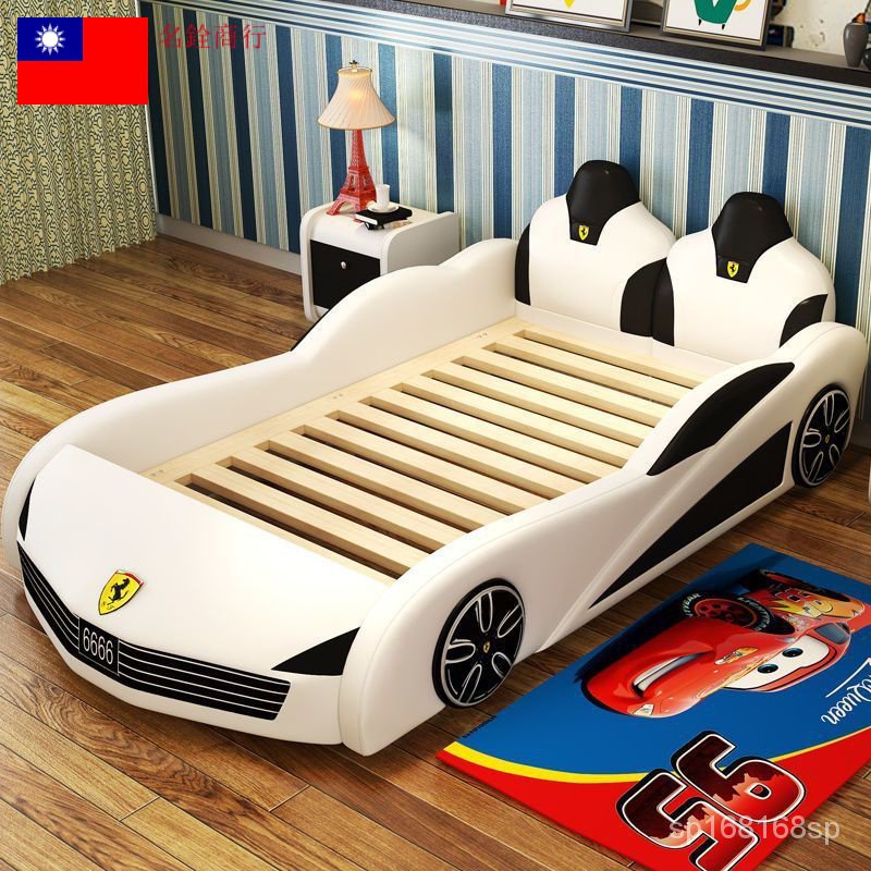 [免運保固] 汽車兒童床 單人床 汽車床 真皮床 創意 1.5米 0.9m 卡通帶二層床 一體床[名銓商行-床架]