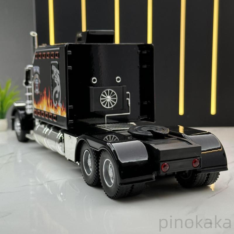 拖車頭模型 1:24 運輸車玩具 彼得比爾特389 美式拖車 聯結車玩具 迴力車玩具 合金模型車 兒童玩具 收藏 禮物
