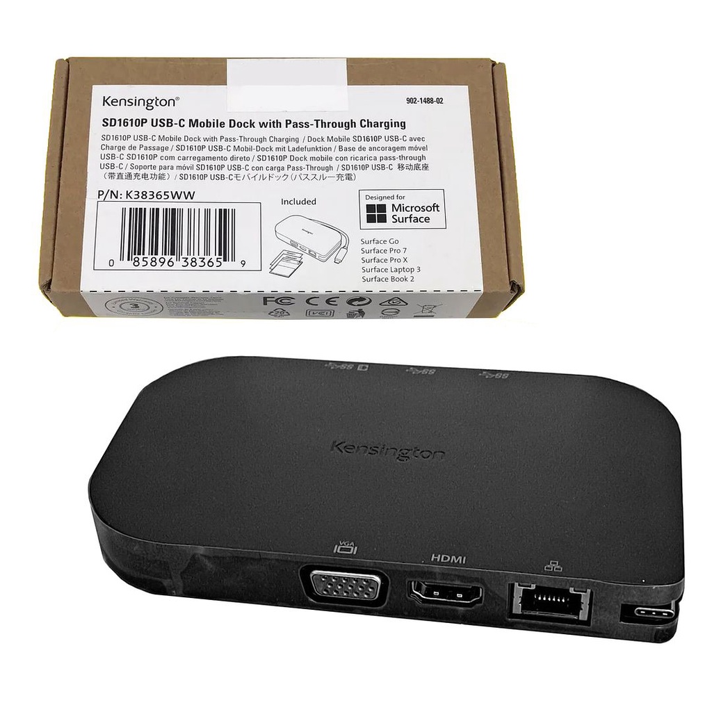 Kensington SD1610P 6合1 USB-C擴充基座 K38365WW Surface筆電適用(平行進口)