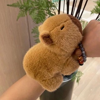 Amber優選✨手環腕趴趴公仔卡皮巴拉水豚玩偶啪啪圈 可愛毛絨玩具網紅醜萌娃娃