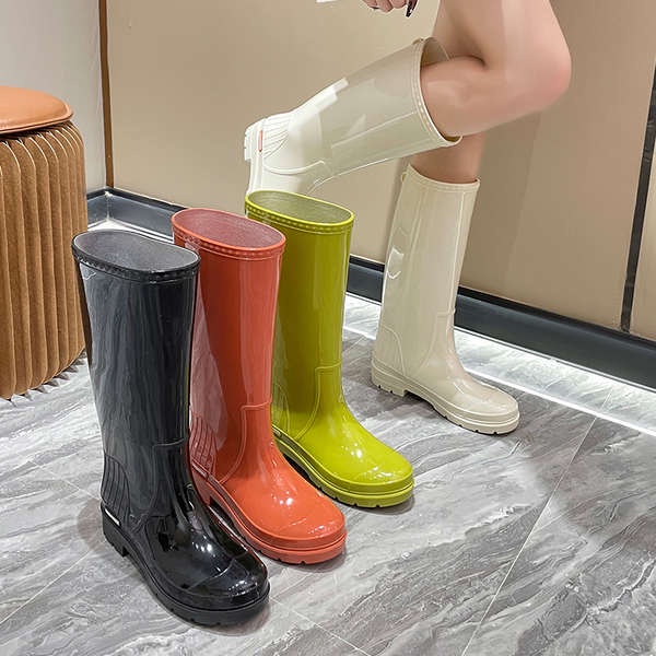 韓系高筒雨靴女款2023新款網紅厚底雨靴冬季膠鞋女士外穿成人水鞋