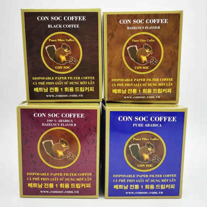 越南CON SOC松鼠阿拉比卡羅布斯塔榛子味掛耳純黑咖啡粉手沖