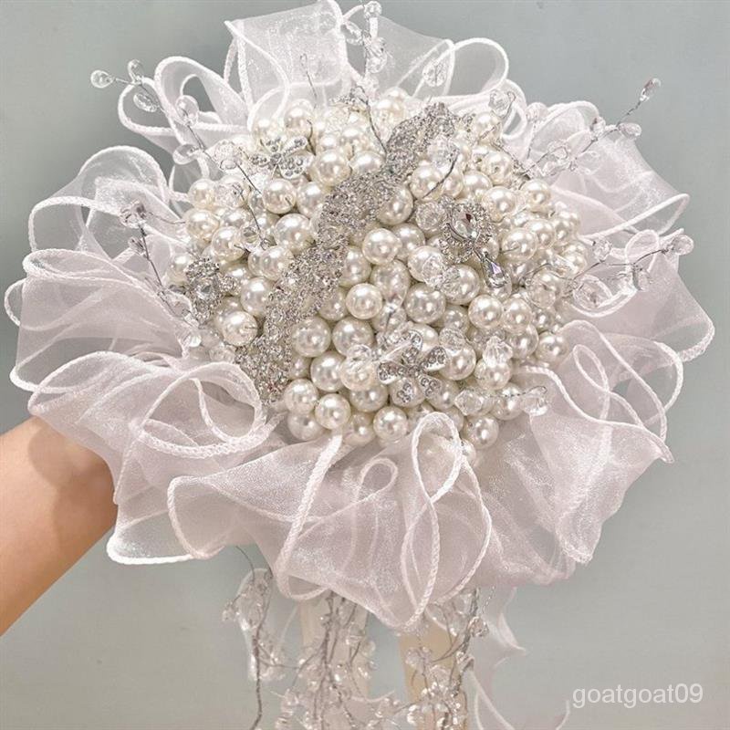 手捧花diy高級感結婚婚紗珠寶材料包仿珍珠鑽石奢華新娘拿花成品 6QKF