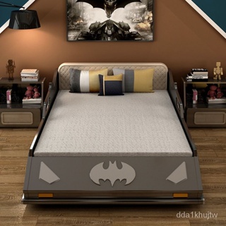 客製化兒童床 主題兒童床 卡通汽車床實木男孩兒童床兒童房傢具青少年創意小床蝙蝠俠跑車床