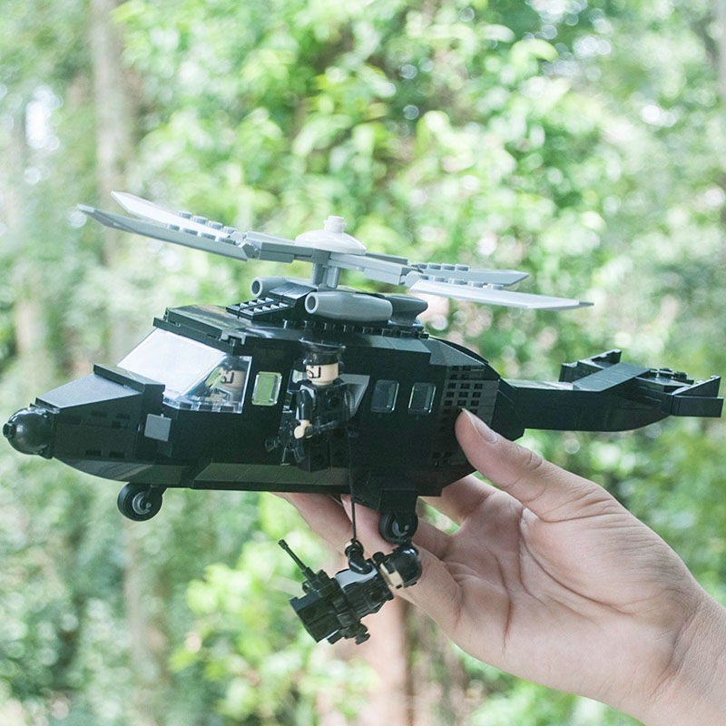 特警直升機積木 警察積木 兼容樂高直升機拼裝組裝模型飛機玩具