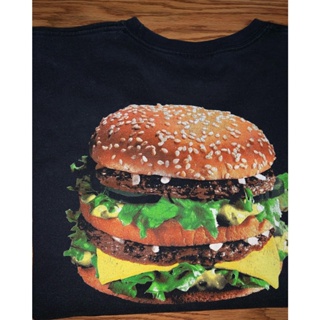 短袖寫實麥當勞漢堡包T恤男女潮牌2023新款基礎印花重磅純棉情侶