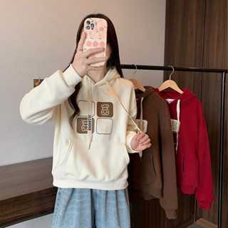 大碼加絨加厚連帽衛衣|口袋連帽衛衣女|秋冬季新款寬鬆顯瘦上衣|印花長袖上衣女裝|韓版連帽衛衣|大尺碼連帽衛衣