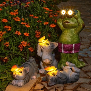 【超值特惠】太陽能可愛貓咪燈戶外庭院燈陽臺花園裝飾擺件院子佈置創意小夜燈