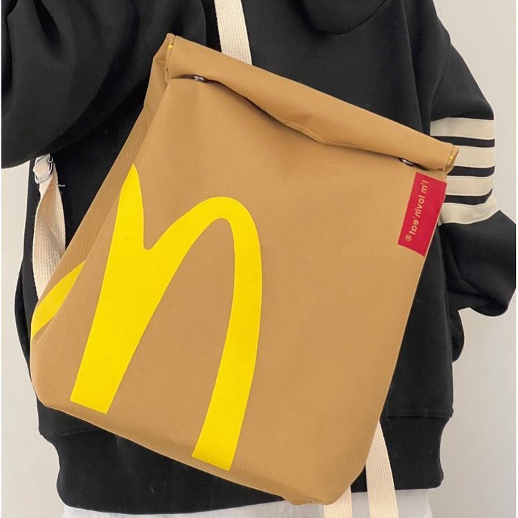 【✨琳黛Style】麥當勞包包 後背包 側背包 搞怪包包 麥噹勞雙肩包紙袋包女奶酪包大容量包包大學生上課小紅書衕款背包