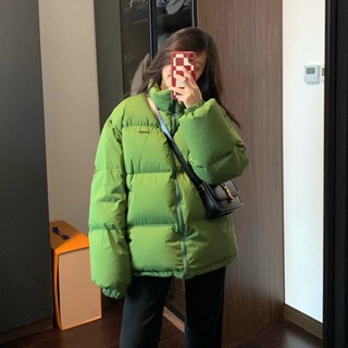 【Wik】冬天外套 羽絨外套 羽絨衣 羽絨服 棉服 棉襖 新款冬季綠色麵包棉服女短款韓版寬鬆棉襖加厚連帽棉衣潮ins