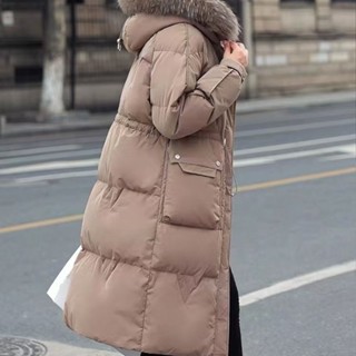 加厚保暖冬天外套🌟冬季新版羽絨服女白鴨絨撤櫃中長版高檔大牌收腰顯瘦真貉子毛領韓版 羽絨外套連帽 長款 NUWL