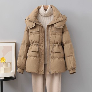 加厚保暖冬天外套🌟東大門中長版羽絨服女冬季小個子收腰加厚顯瘦韓版白鴨絨外套反季韓版 羽絨外套連帽 長款 SLHG
