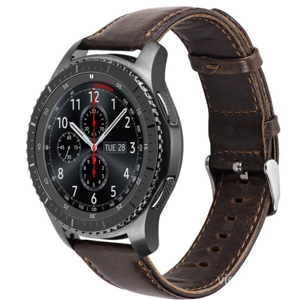 學良3C-適用三星Galaxy Watch 3 45mm 46mm Gear S3瘋馬紋華為手錶帶22mm