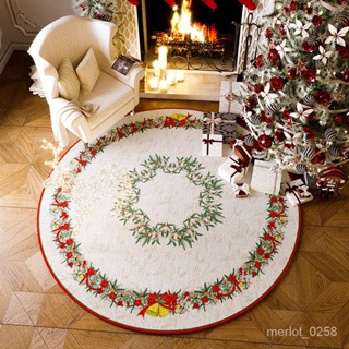 🔥優選好物🔥平安夜聖誕地墊氛圍感輕奢高級感地毯客廳臥室圓形墊子北歐風腳墊