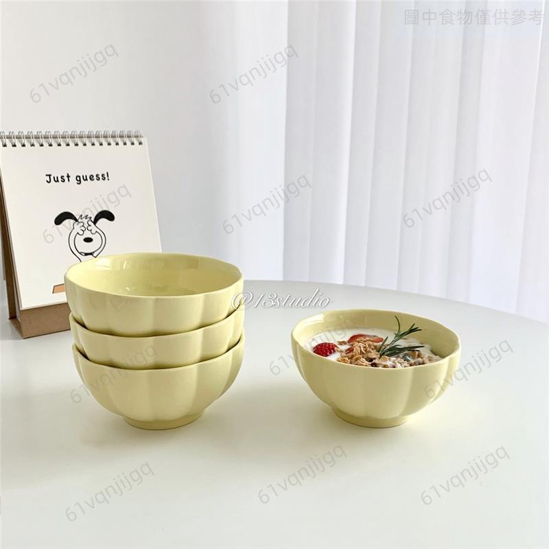 ✨熱銷新品✨ ins韓國南瓜陶瓷碗 彩色簡約風網紅米飯碗 沙拉碗 早餐小碗 南瓜碗