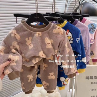 ✨麥小兜童裝✨兒童睡衣 兒童秋冬睡衣法蘭絨保暖女孩家居服加厚款中大童男女童冬季珊瑚絨 男童 女童套裝