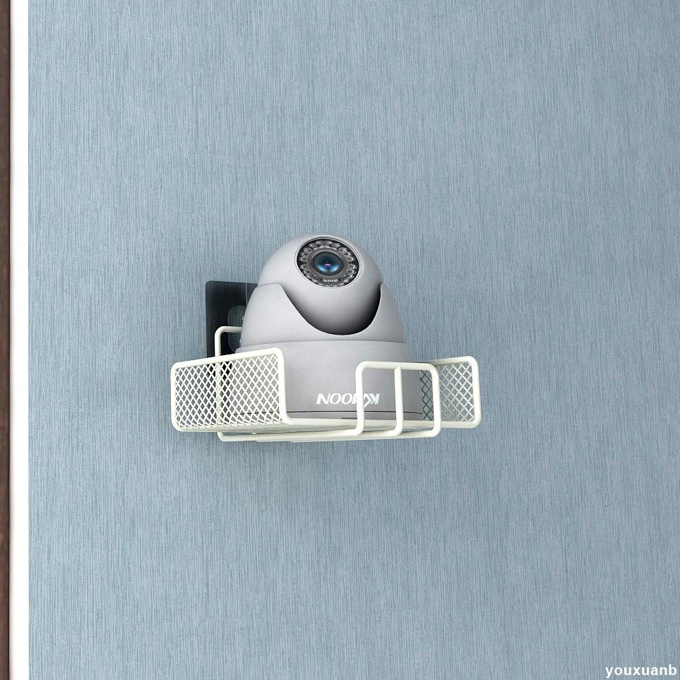 新品💛客廳攝像頭監控置物架托架墻上臥室路由器機頂盒收納架掛墻免打孔
