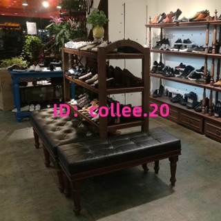 精品上新 免運 代客組裝定製 鞋店試鞋凳 復古服裝店長條方沙發凳 歐式實木皮凳 床尾坐凳 換鞋凳子