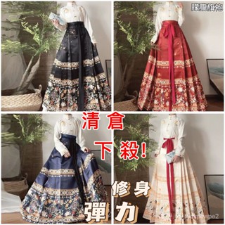🔥臺灣出貨 馬面裙 夏秋 漢服洋裝 中國風古裝 馬面裙改良 漢服女 明制對襟衫 漢元素 馬面群 大尺碼馬面裙 馬面裙日常