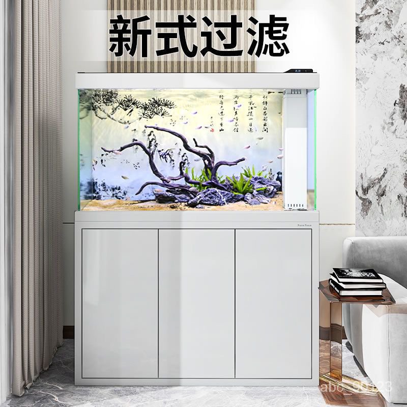 森森新款過濾水族箱客廳大型傢用落地玻璃生態魚缸中型金魚缸