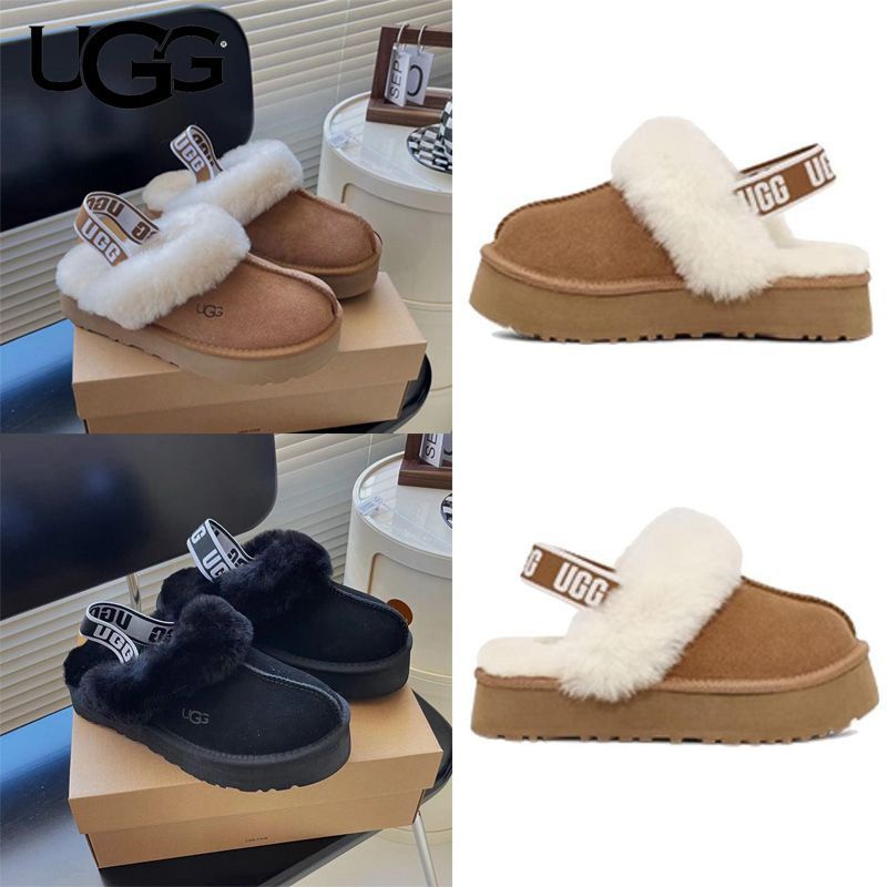 ⭐️正品免運⭐️ UGG 雪靴 Funkette 厚底鞋 绑带 舒適 涼鞋 真皮 羊毛一體 真皮雪靴 保暖 厚底 戶外鞋