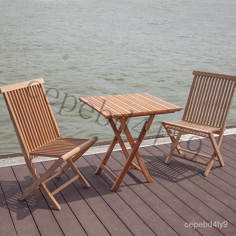 【附發票】實木沙灘躺椅 午休靠背椅子 戶外折疊式柚木餐桌 簡約傢用庭院陽臺
