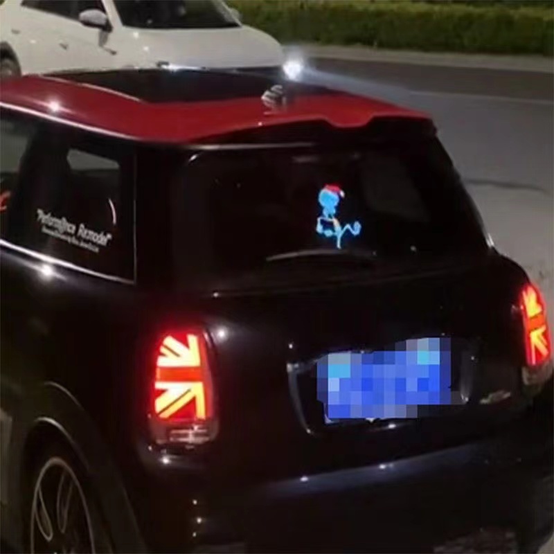 汽車后窗玻璃LED表情屏 LED互動屏 后擋風網紅顯示屏 USB車載GIF表情燈動態圖 汽車表情包 字幕機