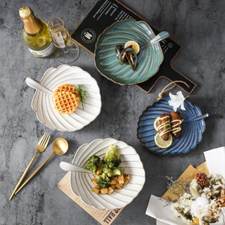 個性 創意盤子ins高顏值日系葉子餐具窯變家用餐廳沙拉蘸料碗餐盤復古盤子