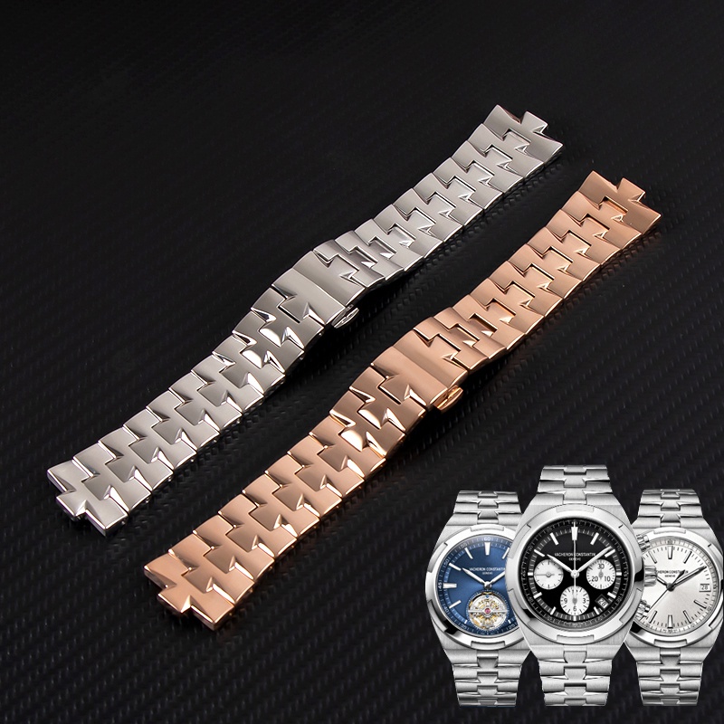 好品質精鋼手錶鏈適配江詩丹頓縱橫四海5500VP47040鋼帶25*8mmPVD鍍玫金