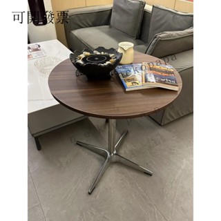 【極緻輕奢 免稅】實木小圓桌樺木咖啡桌洽談桌咖啡廳圓桌奶茶店簡約商用不銹鋼餐桌 LG1A