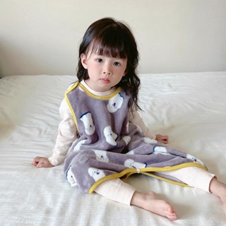🌈甜甜圈kids🌈兒童珊瑚絨睡袋背心式秋冬防踢被神器寶寶無袖睡衣法蘭絨