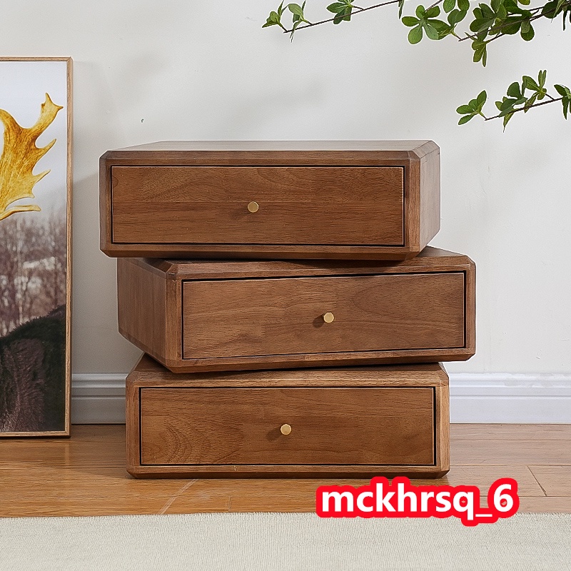 可旋轉床頭櫃 實木木盒子 創意斗櫃 三層抽屜式收納櫃 儲物實木床頭櫃