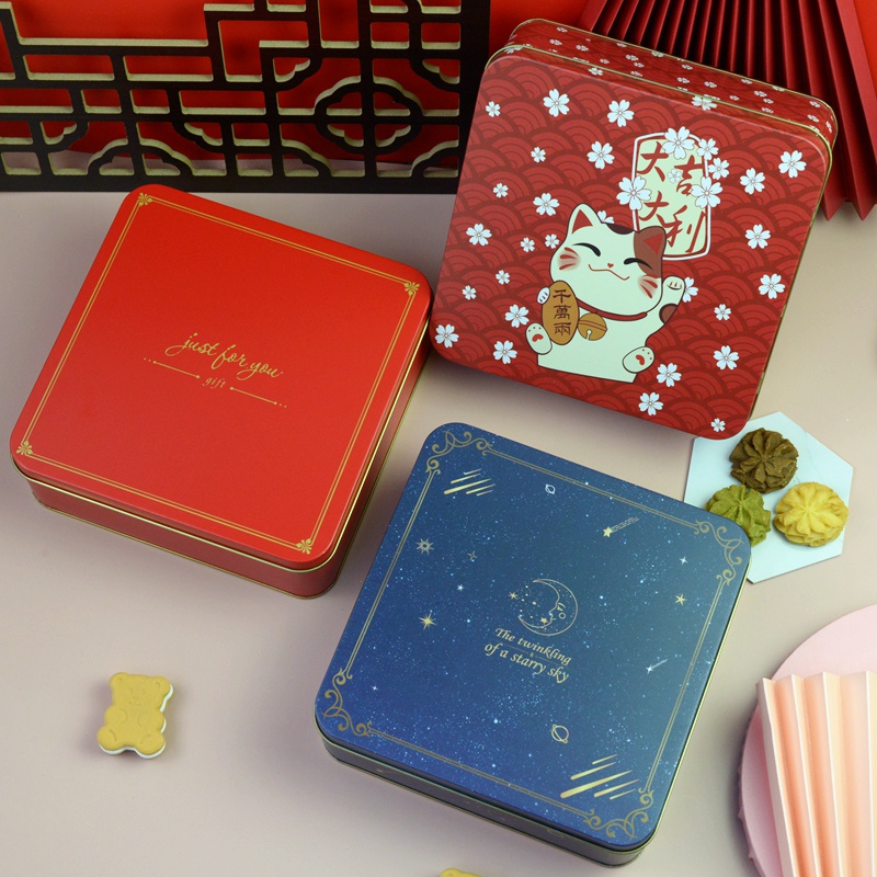 【馬口鐵盒】新年禮盒 正方形罐 9宮格餅乾包裝盒 牛軋糖禮盒 鐵盒子 曲奇馬口鐵盒