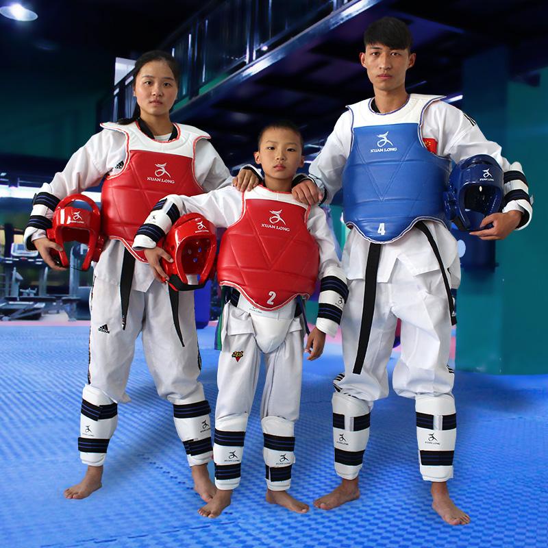 兒童成人全套跆拳道護具套裝空手道護甲衣服道服男女訓練服五件套