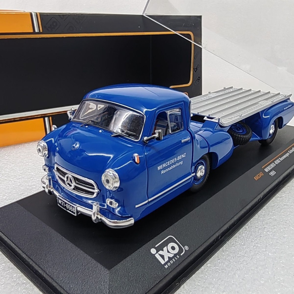 IXO 1/43 賓士銀箭運輸車拖車藍色奇蹟 1955 合金汽車模型豪華