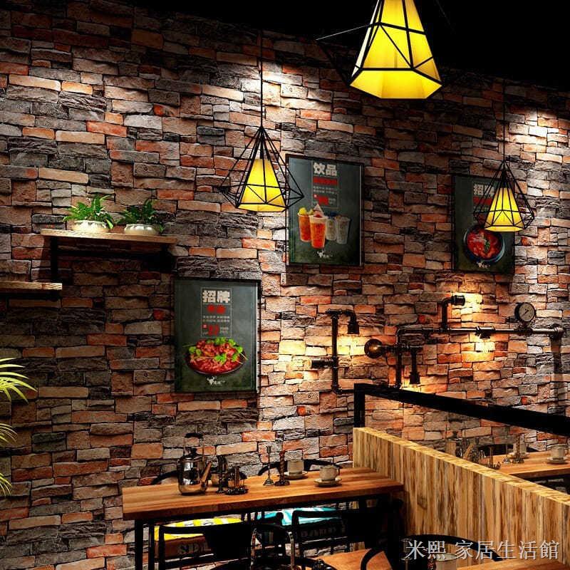 墻紙墻面 壁磚貼 防潮貼紙自黏壁貼 復古懷舊3D立體仿磚紋磚塊磚頭墻紙咖啡館酒吧餐廳文化石紅磚壁紙