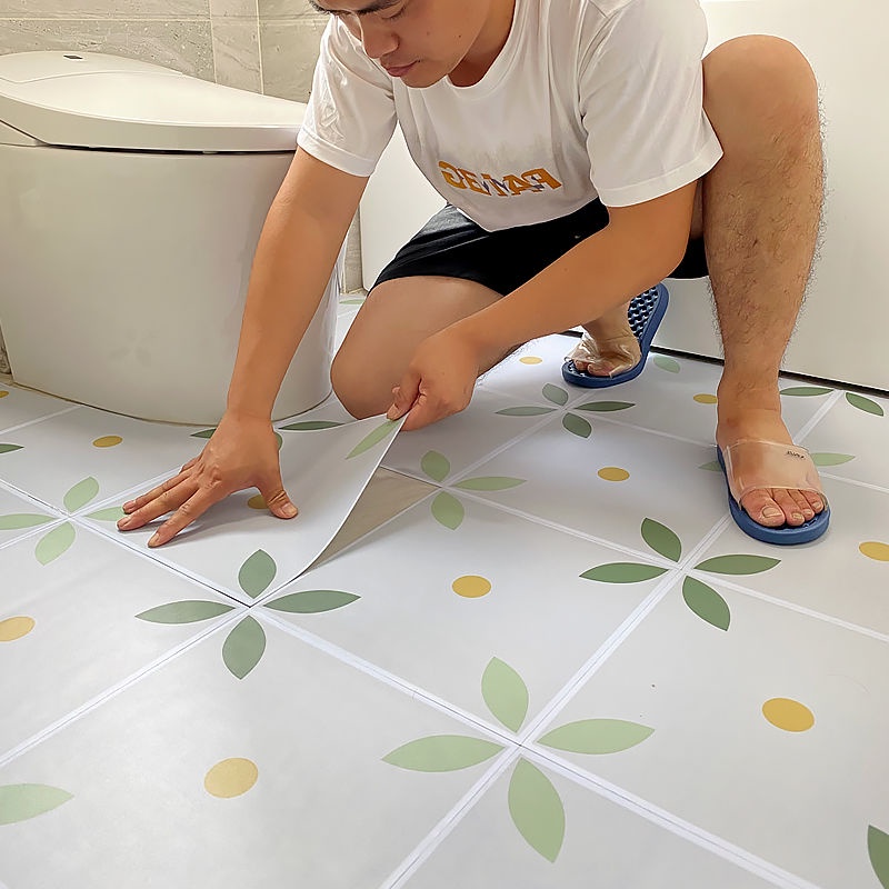 ☆上新特惠☸❀)浴室衛生間防水地貼專用地磚貼紙廚房地面耐磨防滑廁所地板貼自粘