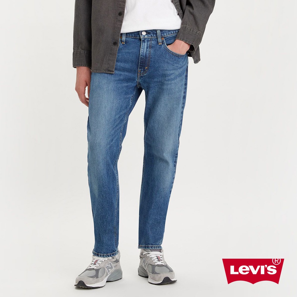 Levis 502上寬下窄舒適窄管牛仔褲 中藍染水洗刷白 仿舊紙標 彈性布料 男 29507-1324 熱賣單品