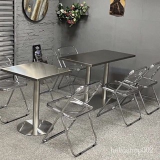 客製化 咖啡店不鏽鋼桌子長方桌戶外金屬鐵藝網紅餐廳工業風餐桌椅子 書桌椅 庭園桌椅 餐桌椅 戶外桌椅 庭院桌椅 室外桌椅