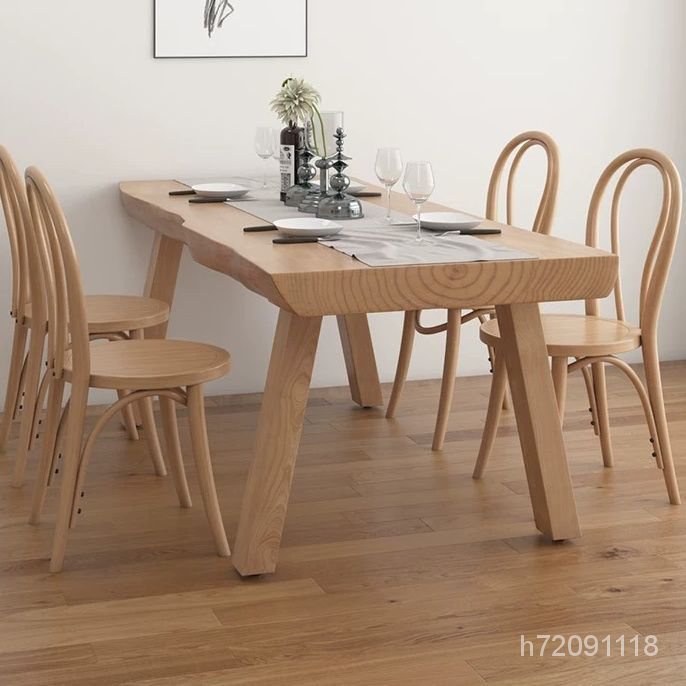 日式原木餐桌傢用小戶型喫飯桌實木桌椅組閤服裝展示桌簡約泡茶桌