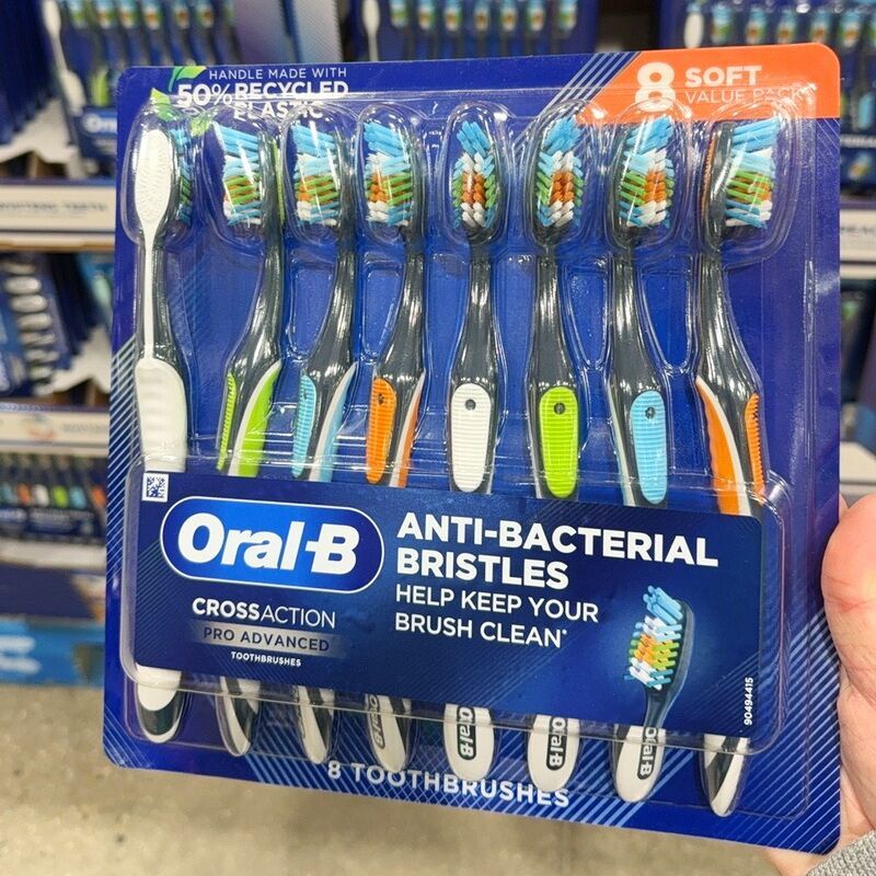 美國直郵 歐樂-B OralB歐樂比交叉式護理牙刷清潔8支軟毛/硬毛-）